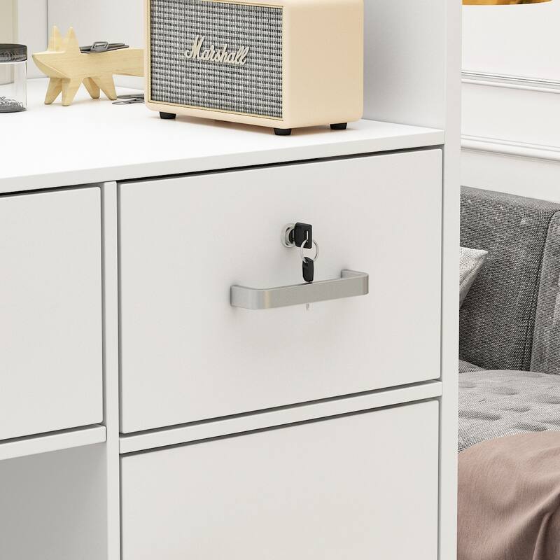47.2" Reception Desk Counter Lockable Storage Reception Table Working
