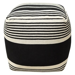 RugSmith Ivory Machine Woven Newsom Pouf, 18