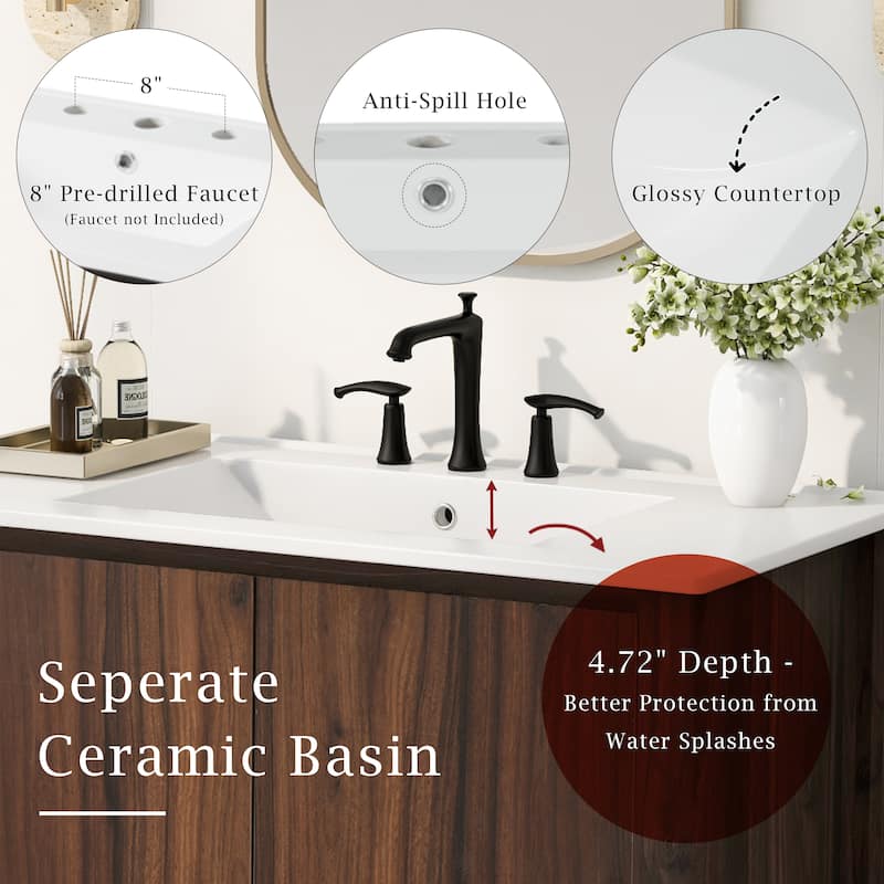 36 Inch Freestanding Bathroom Vanity with Ceramic Sink,Soft-Closing Doors