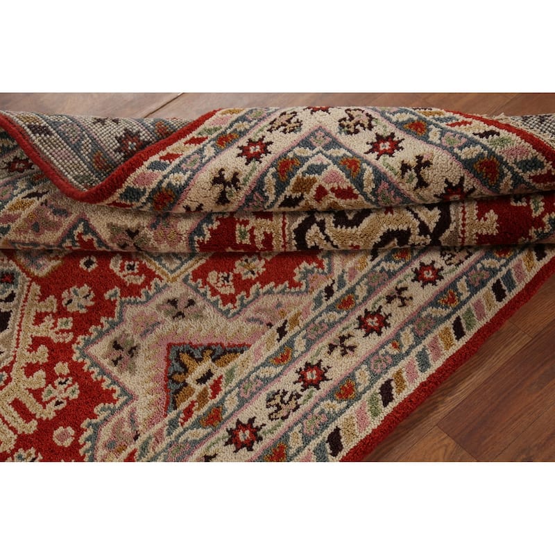 Red Geometric Kazak Oriental Area Rug Handmade Wool Carpet - 3'10"x 6'0"