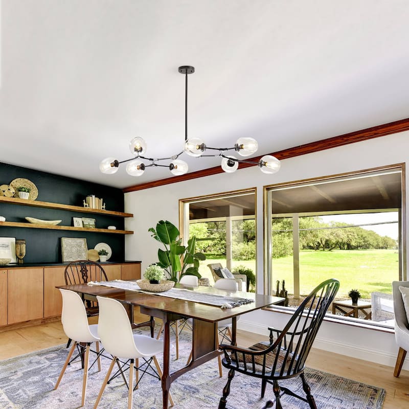 Belladepot Black Modern Full-angle Adjustable Chandelier with Clear Glass Shade