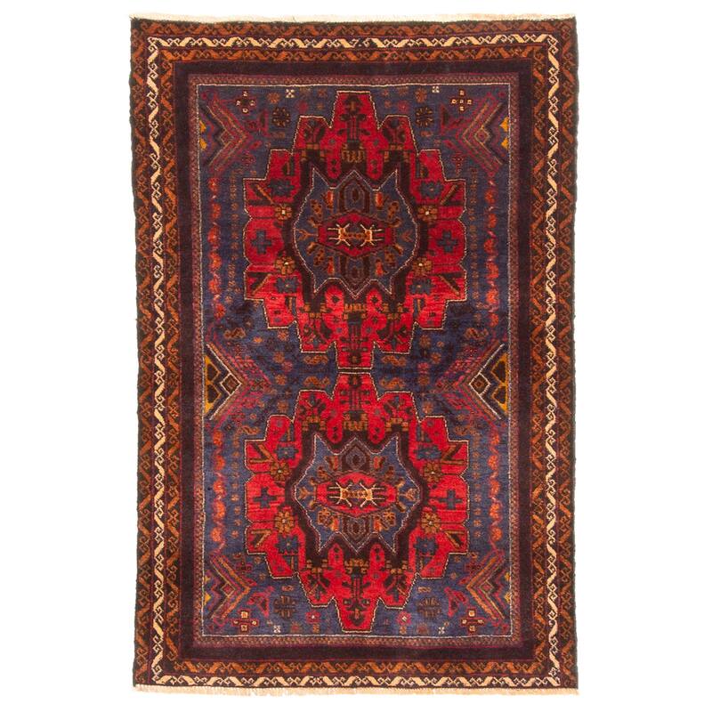 ECARPETGALLERY Hand-knotted Teimani Dark Navy Wool Rug - 2'9 x 4'1
