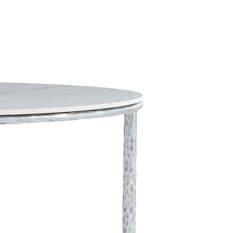 Christopher Knight Home - Modern Sintered Stone Round Dining Table with Forged Brass Metal Legs