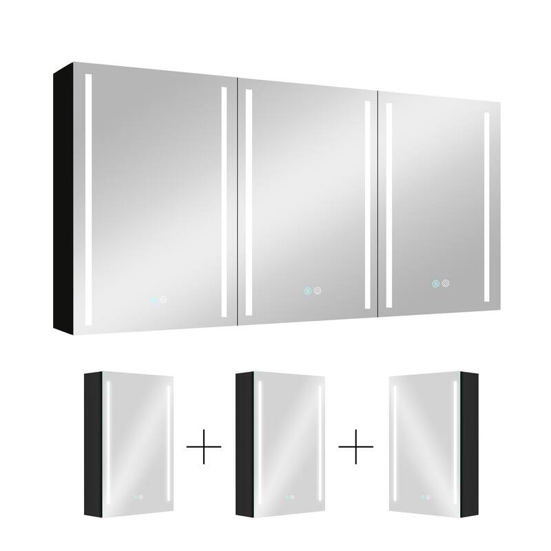 60 in. W x 30 in. H Aluminum Surface Mount Medicine Cabinet with Light, Doors and Shelves - 60" x 30" in.