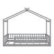 preview thumbnail 15 of 30, Twin Size Wood Bed House Bed Frame with Fence