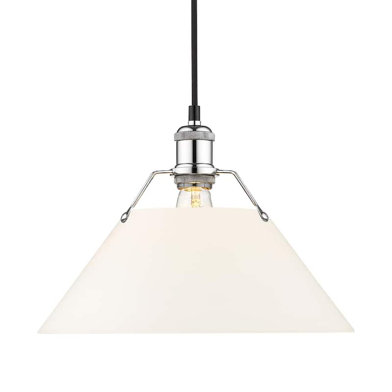 Yep by Golden Lighting Orwell 1-light 14in Pendant in Chrome and Opal Glass - Silver
