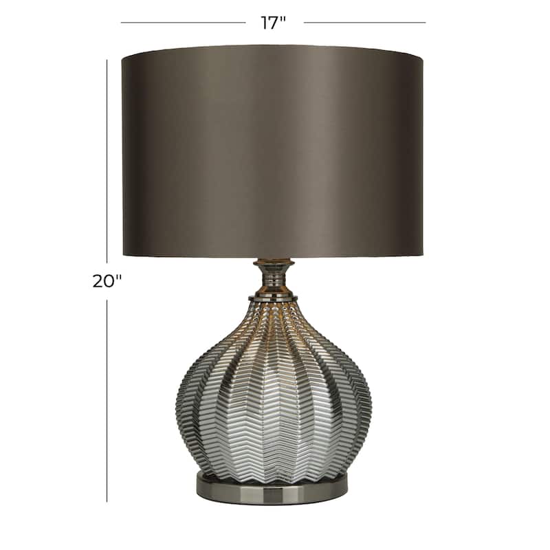 Polyester Room Table Lamp with Drum Shade - Silver - Roche River Decor
