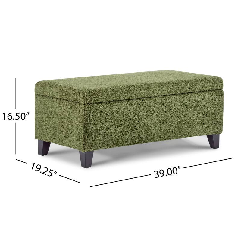 Roomfitters Storage Ottoman Bench, Boucle Upholstered Flip-Top Accent Seat with Birch Wood Legs