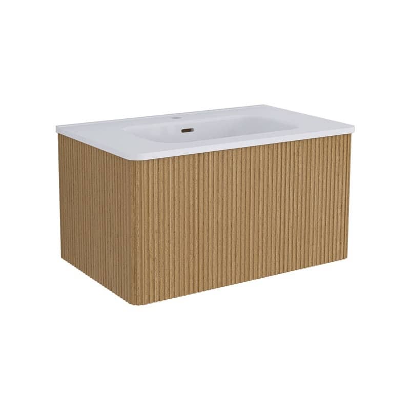 30 inch Wall-Mounted Bathroom Vanity Set with Integrated Ceramic Sink - 30" x 18"