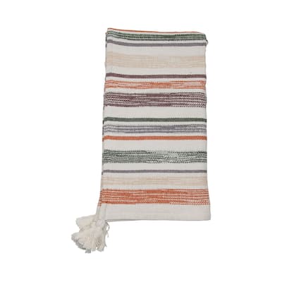 Foreside Home & Garden Multicolor Hand Woven 50 x 60 inch Cotton Throw Blanket with Hand Tied Tassels