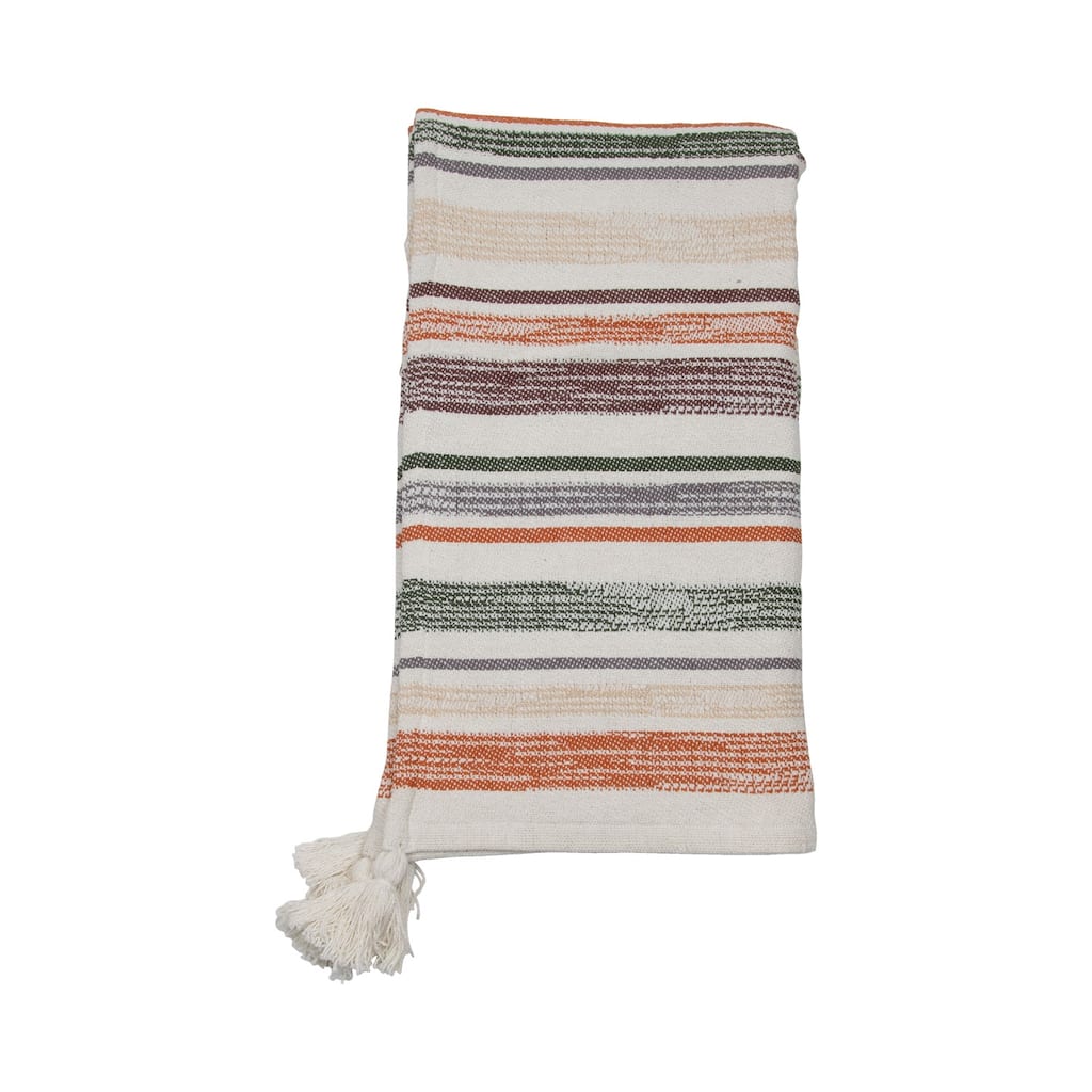 Foreside Home & Garden Multicolor Hand Woven 50 x 60 inch Cotton Throw Blanket with Hand Tied Tassels