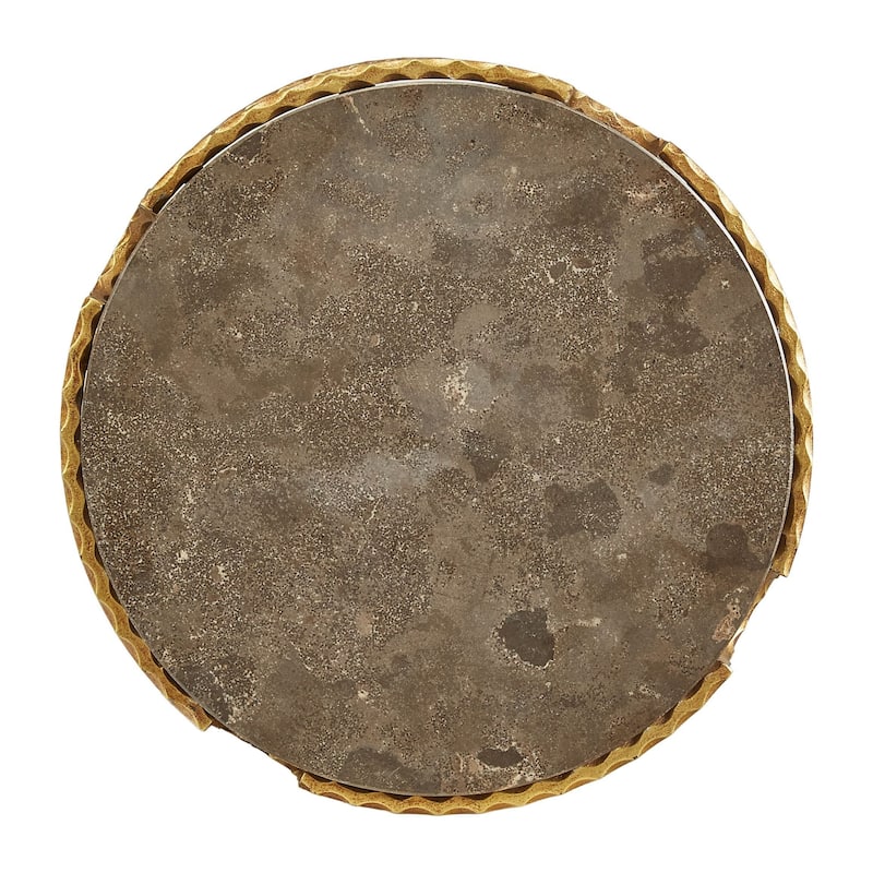 French Quarter Crimped Iron & Stone Side Table