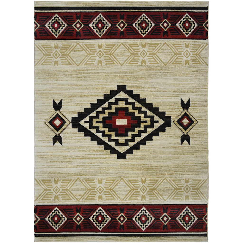 Granite Falls Tombstone Beige Southwestern Area Rug