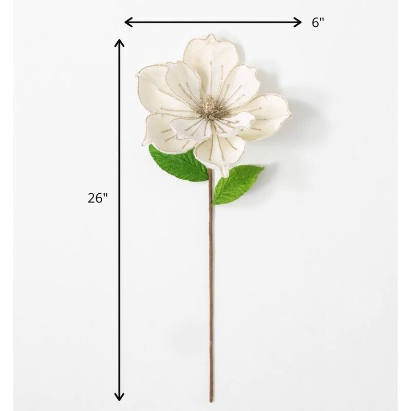 Sullivans Magnolia Artificial Stem 26"H Off-White - 6"L x 6"W x 26"H