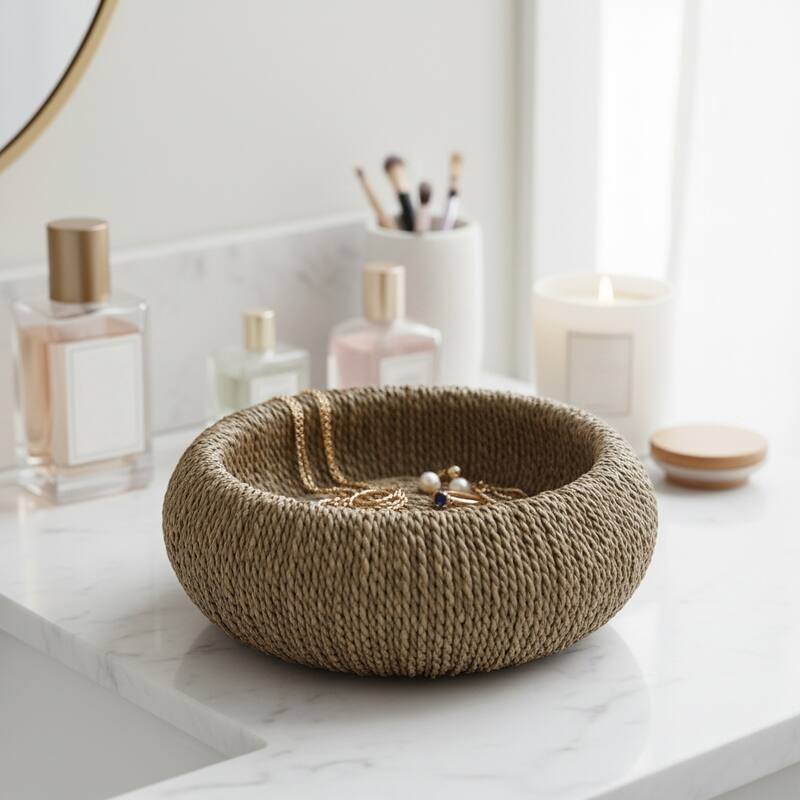 Decorative Woven Bowl for Home Decor - 16", Tan - 15.5"