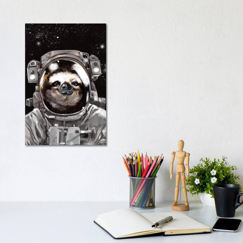iCanvas "Astronaut Sloth Selfie" by Big Nose Work Canvas Print - 12x8x0.75