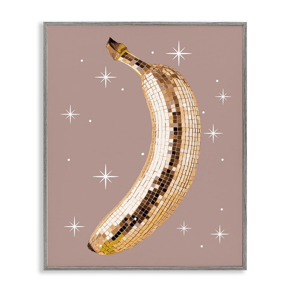 Stupell Luminous Glam Banana Framed Giclee Art Design By Lil' Rue