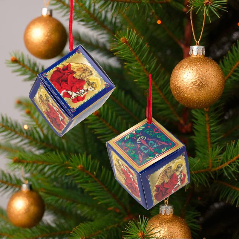 Trumpeting Angel Mini Gift Box Christmas Ornaments - 2" - Set of 24