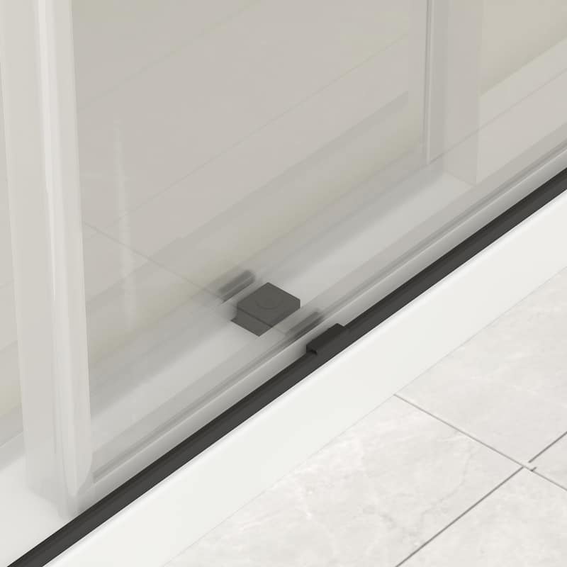 Double Sliding Door Frameless Corner Shower Enclosure with 5/16 in. Tempered Glass
