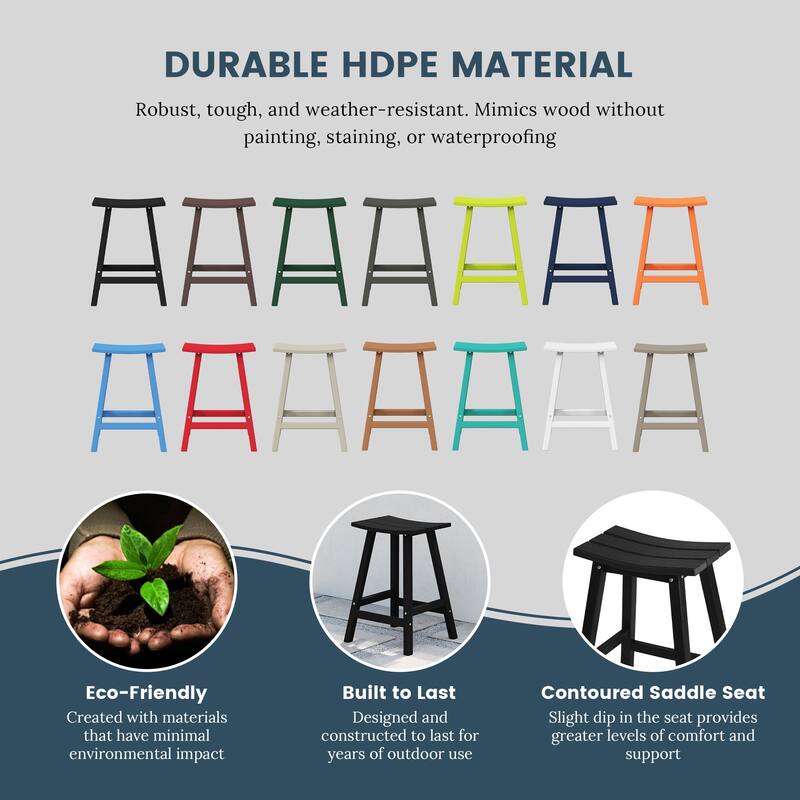 Laguna Hdpe All Weather Outdoor Patio 24" Saddle Seat Counter Stool