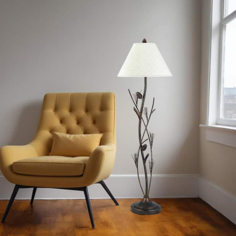 60" Rust Metal Floor Lamp With Brown Fabric Empire Shade - 18" x 18" x 60"