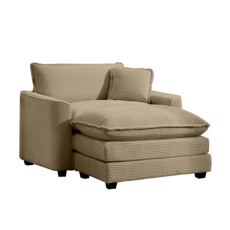 Single Chair Deep Seat Sofa With Footstool for Living Room and Bedroom