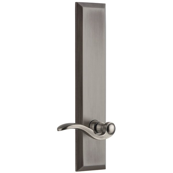 Grandeur FAVBEL_TP_PSG_238_LH Fifth Avenue Solid Brass Rose Left Handed Tall Plate Passage Door Lever Set with Bellagio Lever