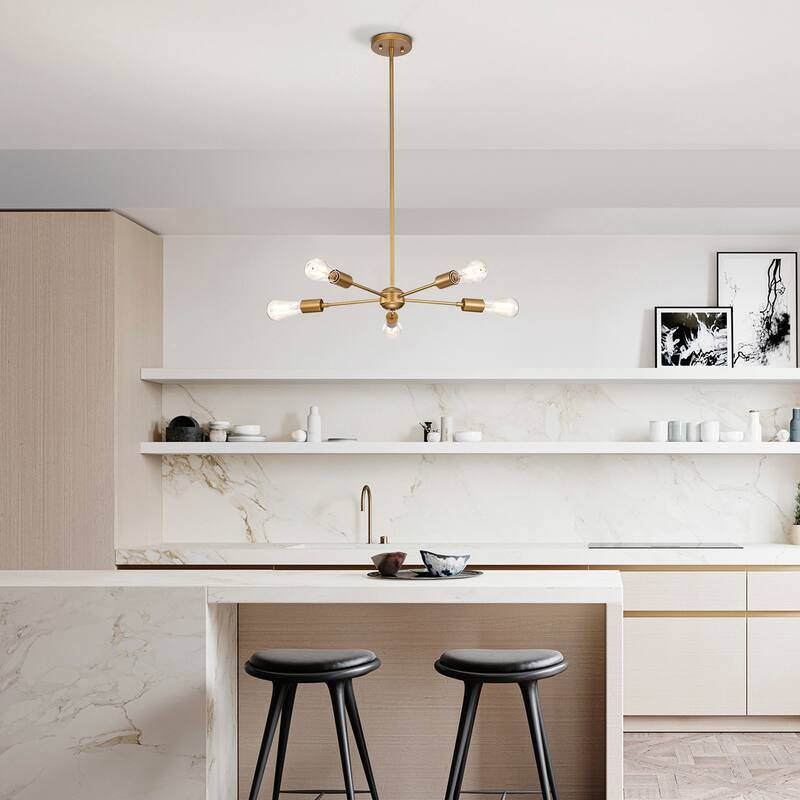 Chandelier Linear Matte Gold 5-Light