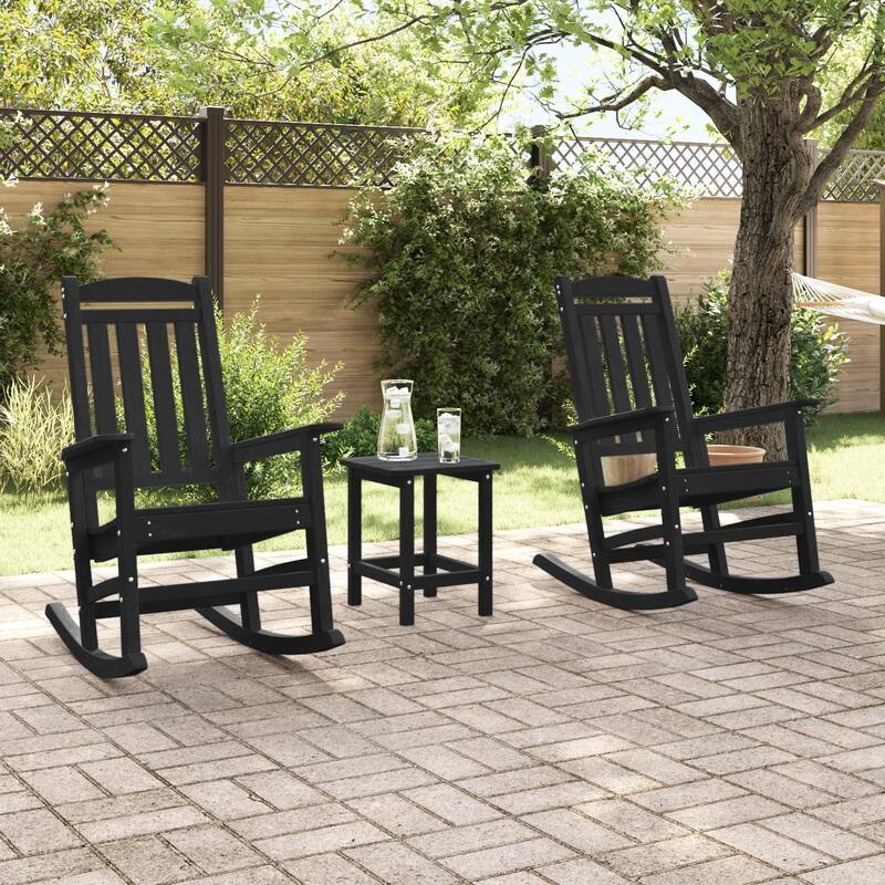 vidaXL Garden Rocking Chairs 2 pcs Black 27.6x36.2x42.5 in HDPE - 27.6 x 36.2 x 42.5