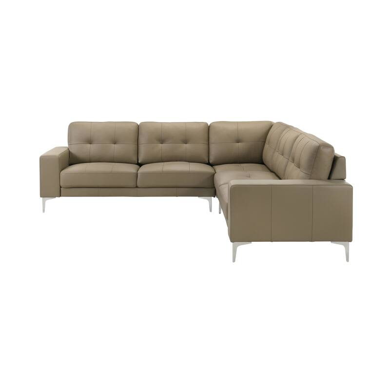 Pimentel Modern 102 in. Modern Top Grain Genuine Leather Sectional Sofa with Tufted Back and Track Arms