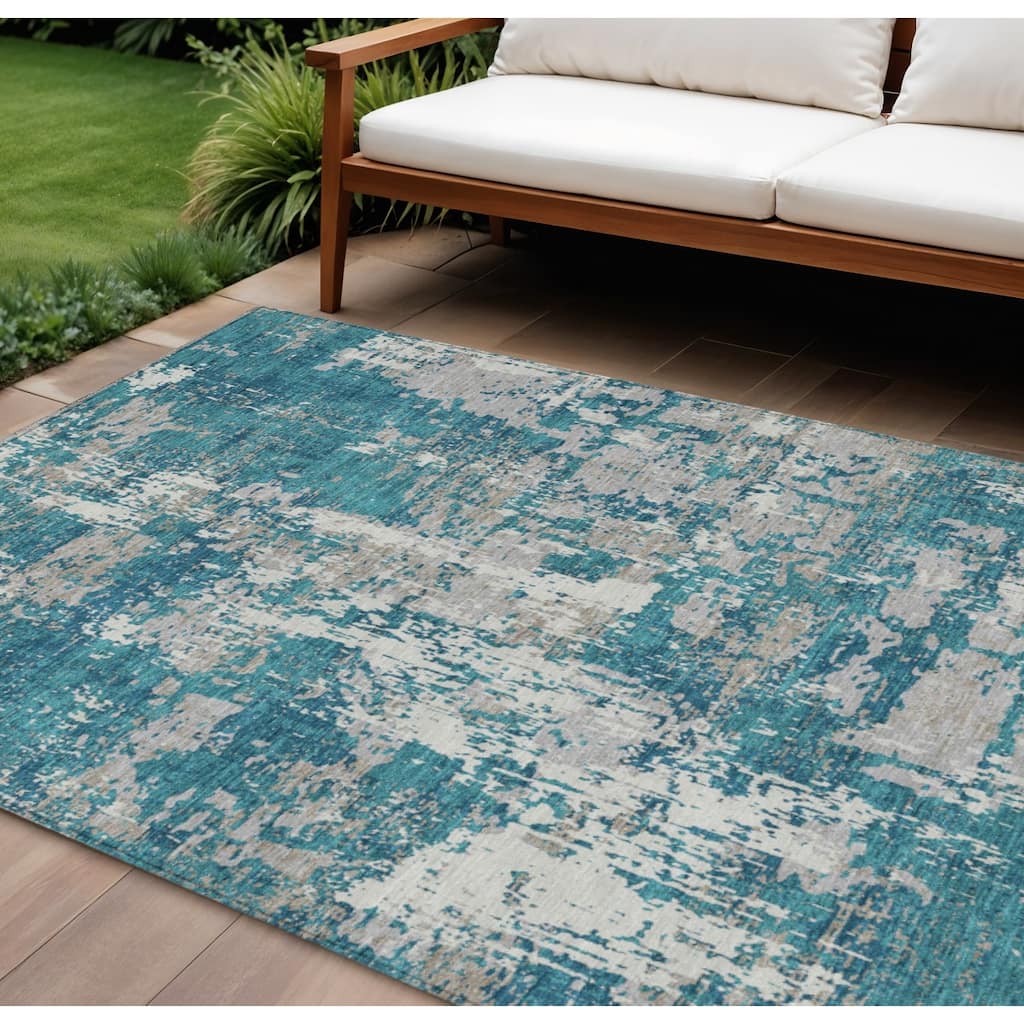 HomeRoots Abstract Transitional Rectangle Outdoor Rug