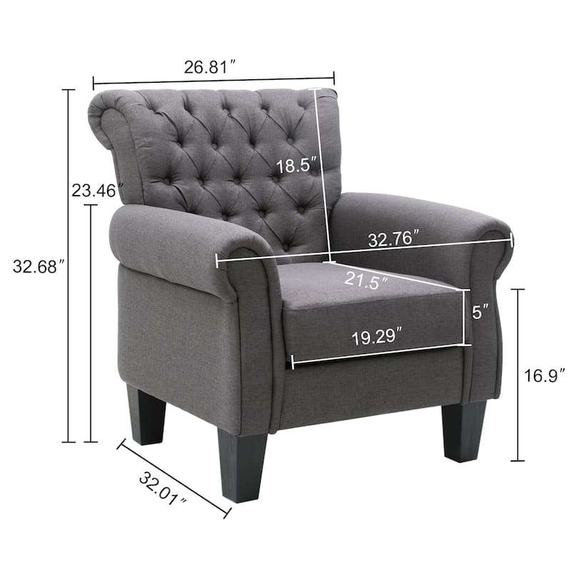 Accent Club Chair Comfortable Single Sofa Chair Indoor Seating with Arms & Padded Seat