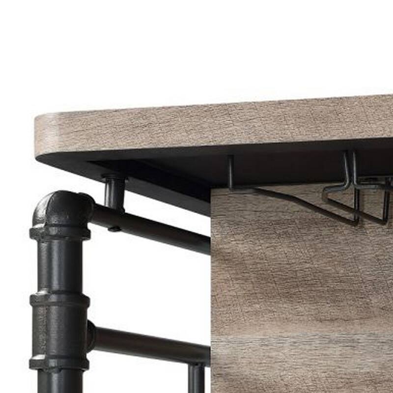 59 Inch Kitchen Island with 2 Shelves, Industrial Antique Oak Brown, Gray