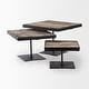 preview thumbnail 10 of 14, Lorenz Light Brown Wood w/Black Metal Base Round Decorative Display Stands (Set of 3)