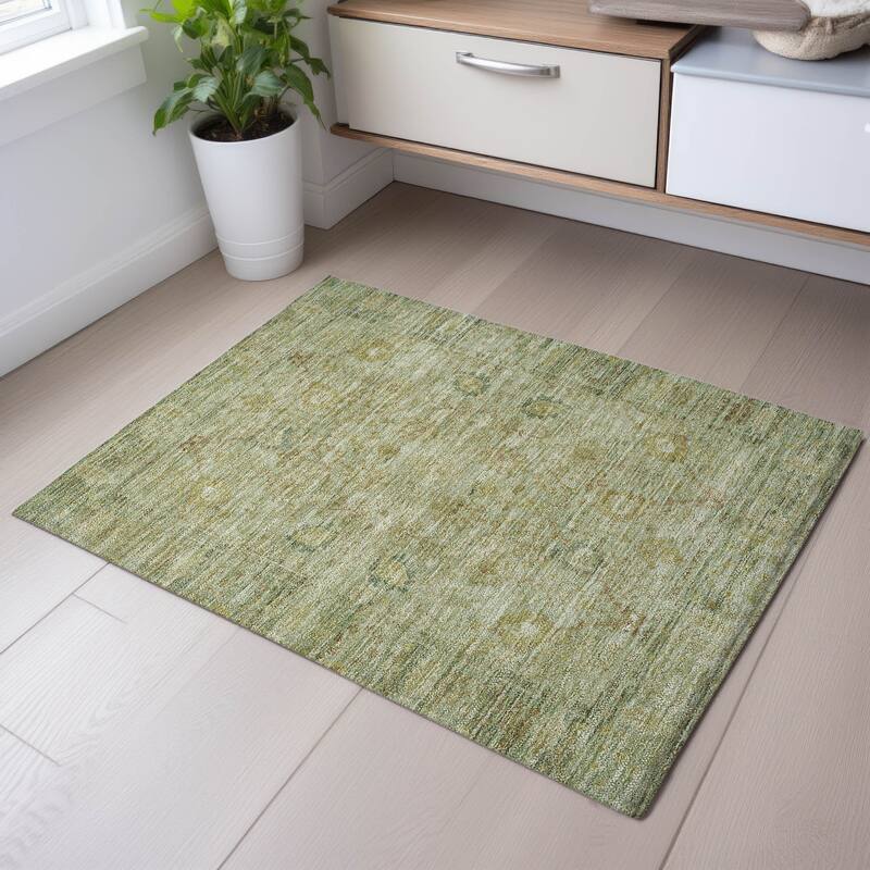 Premium Washable Super Soft Traditional Vintage Mayfield Rug - Sage - 1'8" x 2'6"