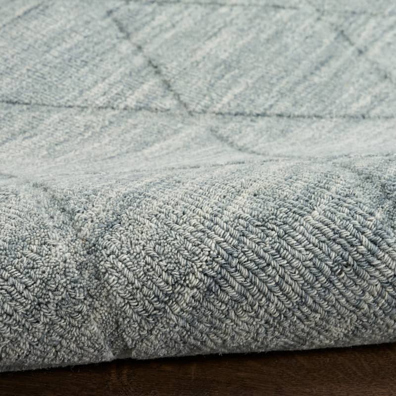 Nourison Wool Haven Indoor only Diamond Wool Area Rug - 5' 3" x 7' 3" - Blue - Rectangle