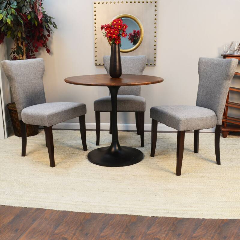 Tulip Shaped Mango Wood Dining Table - 36" - Brown and Black