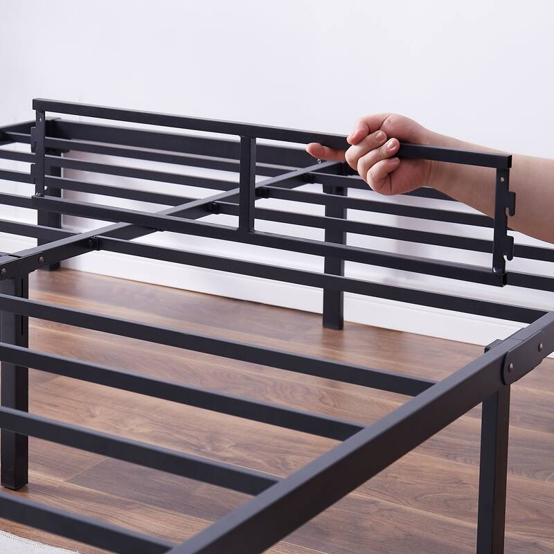 VECELO 14" No-Screw Metal Bed Frame Quick Snap Assembly Platform Underbed Storage No Box Spring Needed