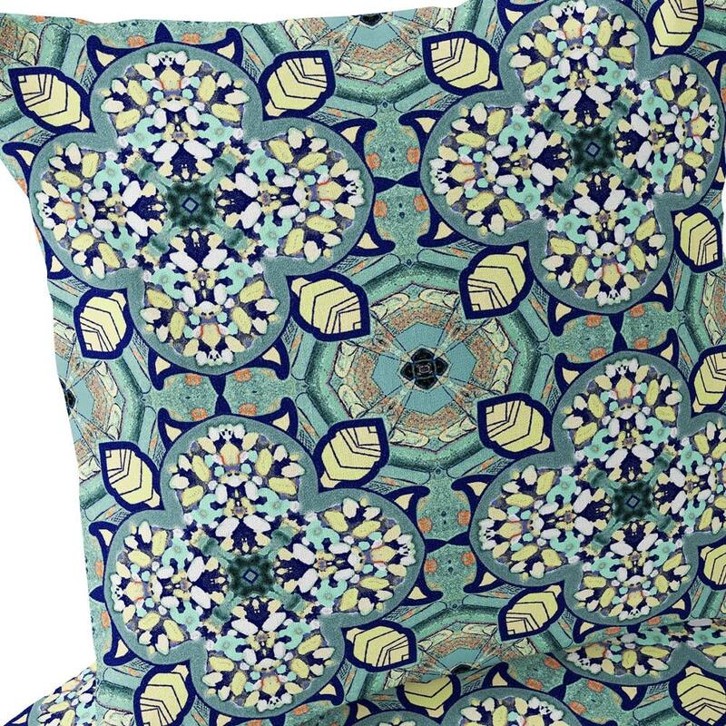 HomeRoots Set of Two 16" X 16" Green and Yellow Blown Seam Floral Indoor Outdoor Throw Pillow - 16.00' X '16.00' X '5.00