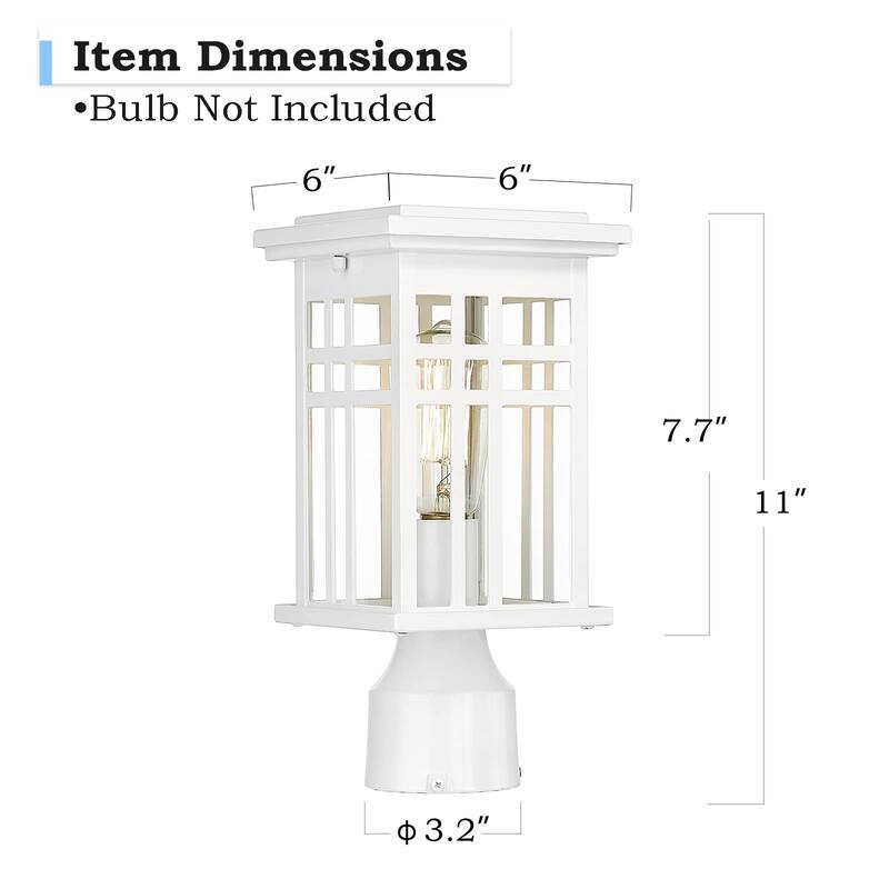 Outdoor Post Light, Lantern Light Fixture with Clear Glass Shade