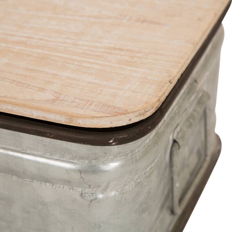 Glitzhome Set of 2 Farmhouse Metal Box Organizer Storage Chests