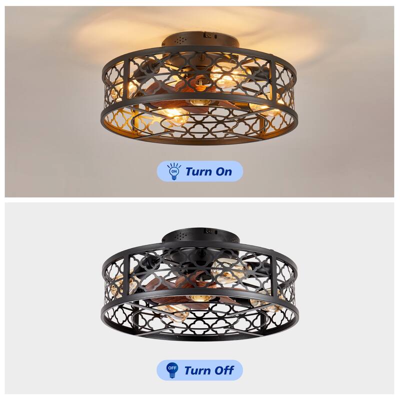 20" Flower Style Bladeless Ceiling Fan with Light and Remote,NOT Included Bulbs