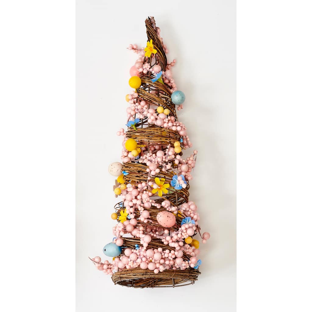 18" Tabletop Twig Tree with Easter Eggs, Berries and Flowers - 18