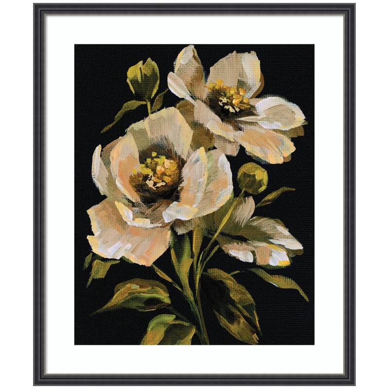 Kate and Laurel Framed Art Moody Floral 8 by Annie Quigley - 21x25 - Black