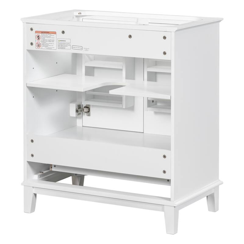 GDFStudio - Avalon 30-Inch Bathroom Vanity Base Cabinet, Multi-functional Cabinet, Solid Wood & MDF Board, Painted Finish