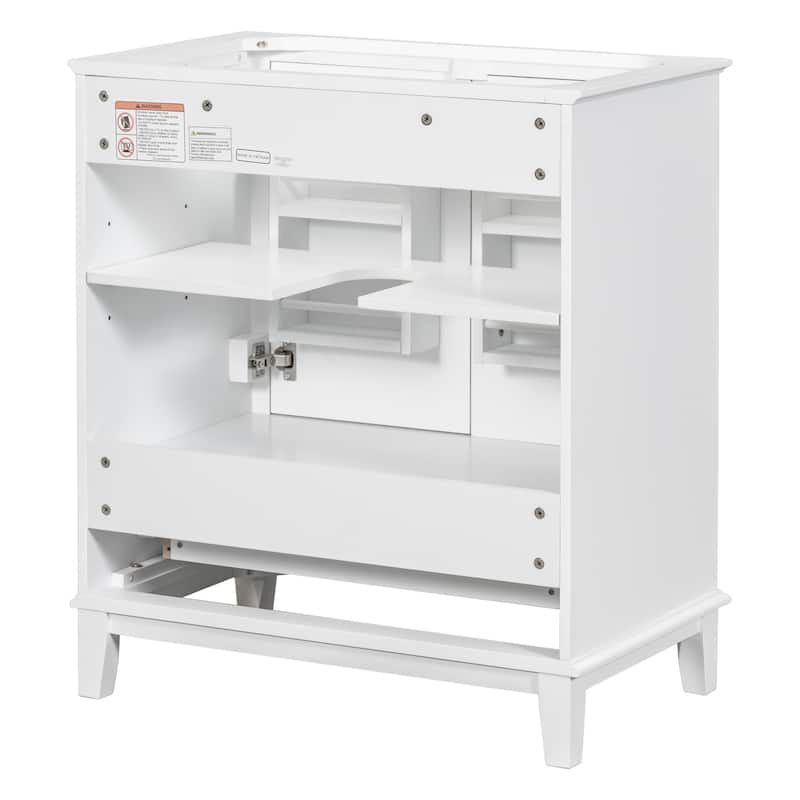Roomfitters 30" Bathroom Vanity without Sink, Base Only, Cabinet with Doors and Drawer, Solid Frame and MDF Board