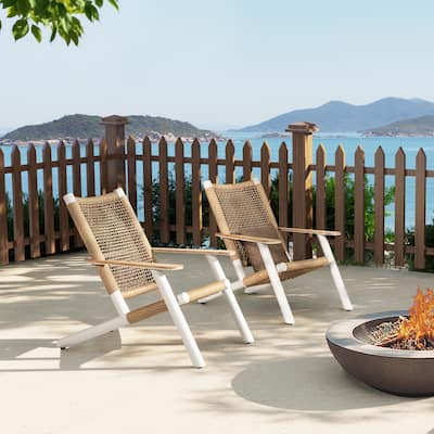 Atlas Adirondack Outdoor Lounge Chair Natural Beige All Weather Wicker