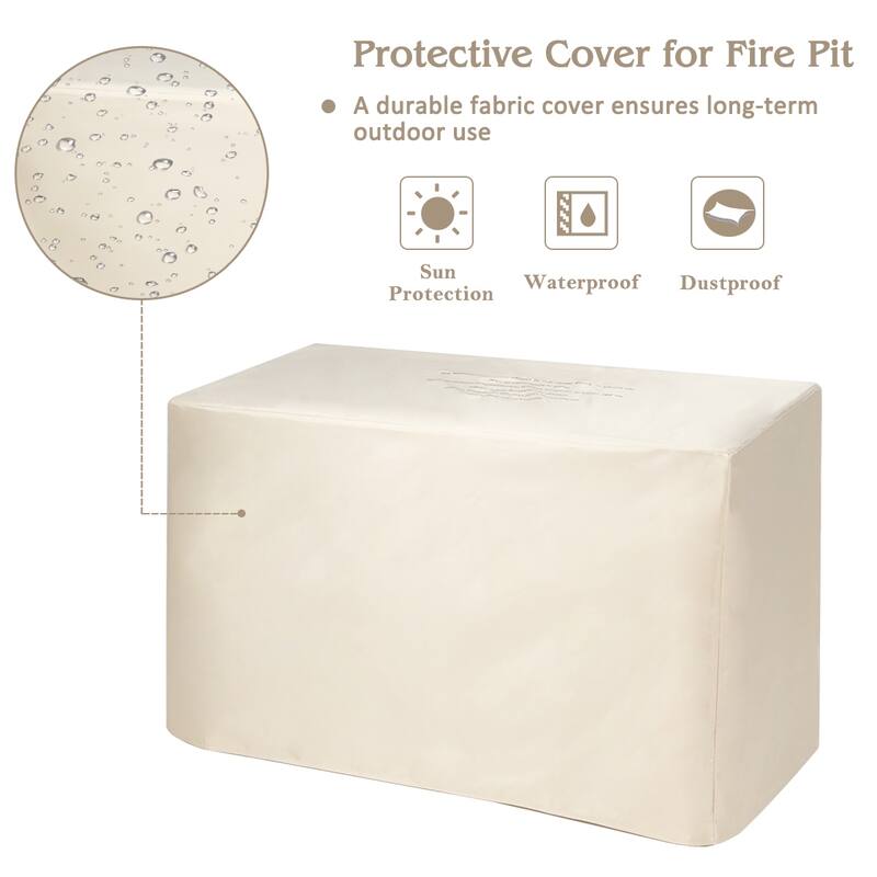 Gymax 7PCS Patio Rattan Furniture Set Fire Pit Table Cover Cushion