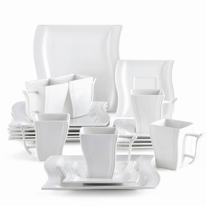MALACASA Flora 18-Piece Dessert Set (Service for 6) - Ivory White