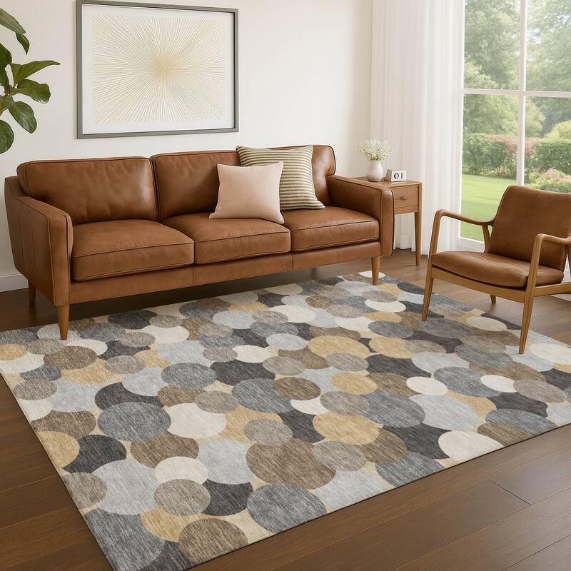 Machine Washable Indoor/ Outdoor Mucho Bubbles Chantille Rug